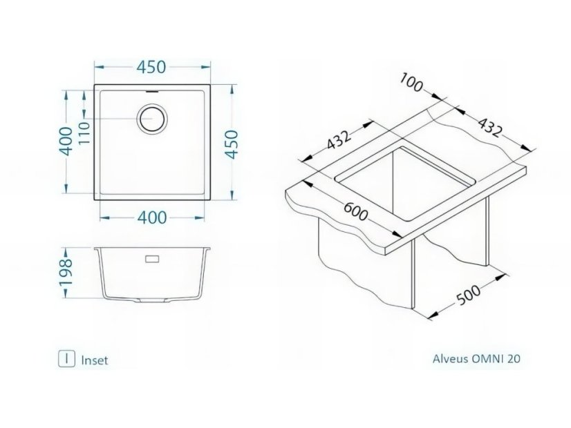 Granitový dřez Alveus Omni 20 Černá Black edition