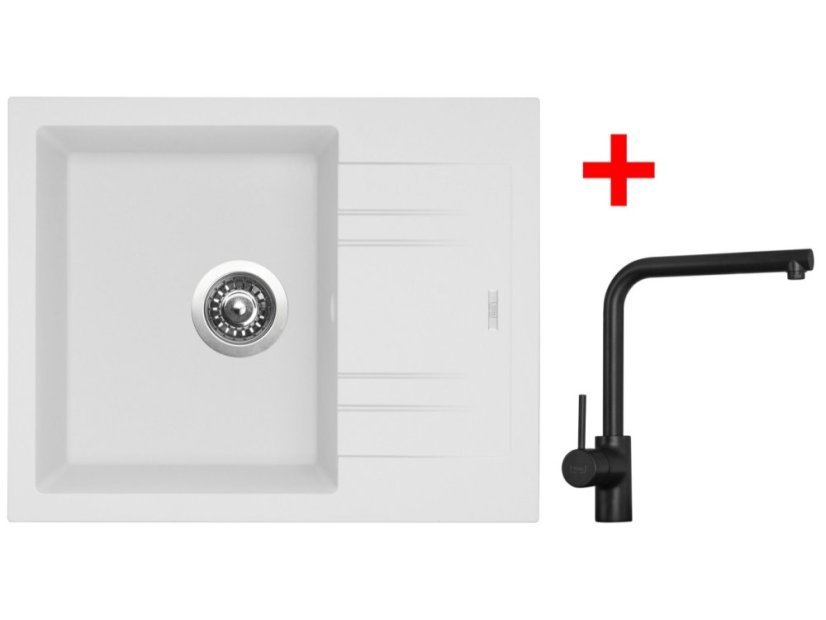 Set Sinks Linea 600 Milk + Elka černá matná