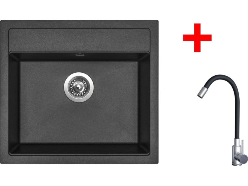 Sinks SOLO 560 Metalblack + Elasta nerez/čierná
