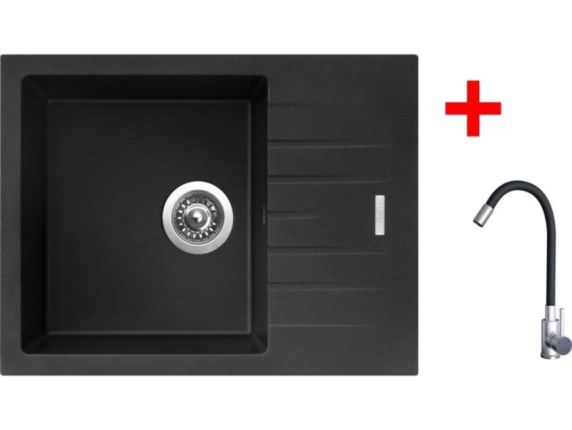 Sinks PERFECTO 650 Metalblack + Elasta nerez/černá
