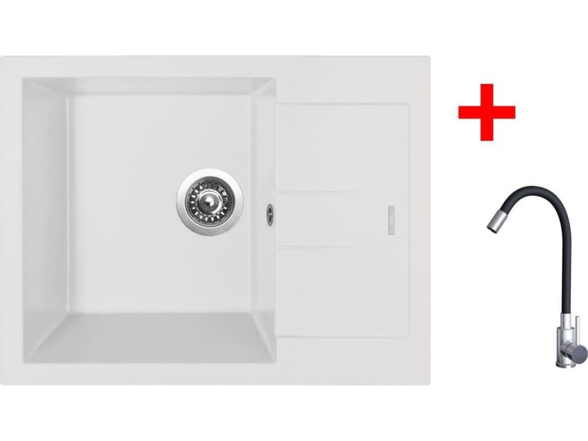 Sinks AMANDA 650 Milk + Elasta nerez/černá