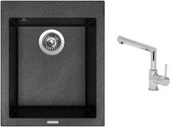 Set Sinks CUBE 410 Metalblack + batéria Sinks MIX 350 P chróm