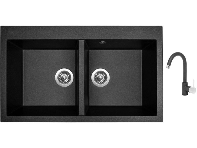 Set Sinks AMANDA 860 DUO Metalblack + baterie Sinks MIX 35 Metalblack