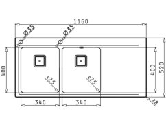Nerezový drez Pyramis Olynthos 116 x 52 2B 1D LH
