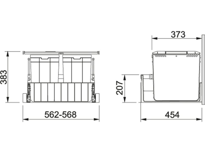 Výsuvný odpadkový kôš Franke 300-60, 2x10 + 22 litrov