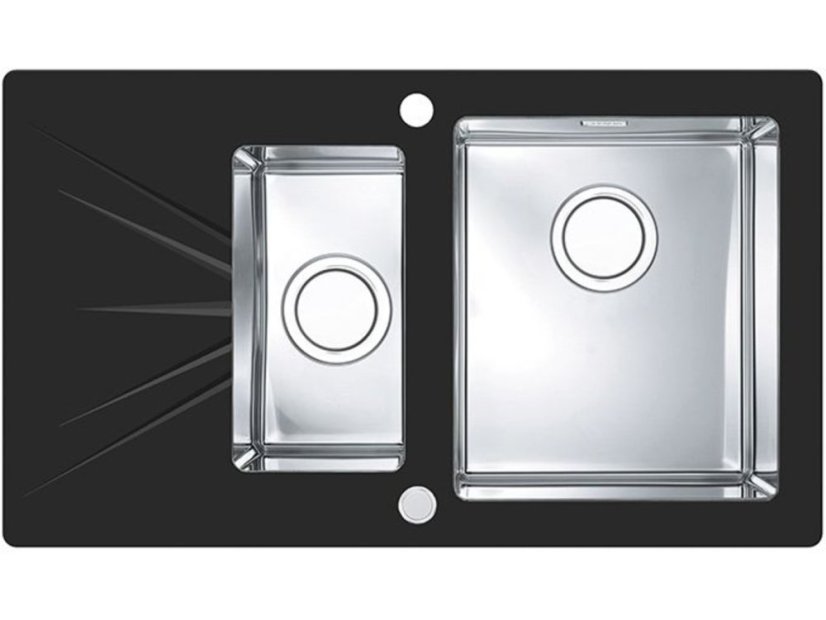 Sklenený drez Alveus Karat UP 20 čierny pravý