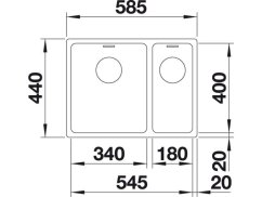 Nerezový dřez Blanco ANDANO 340/180 IF bez táhla, levý
