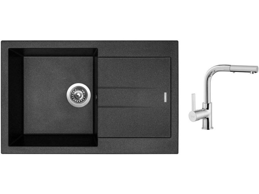 Set Sinks AMANDA 780 Metalblack + batéria Sinks ENIGMA S chróm