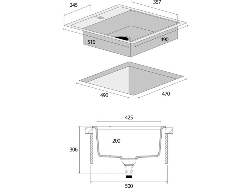 Granitový dřez Concept DG00C50dg Cubis Tmavě šedý - 3