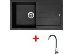 Set Sinks Amanda 860 Pureblack + Elasta nerez/čierná