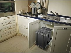 Vestavný odpadkový koš Elletipi ECOFIL - výsuvný, s rámem, 18+8+8 L - 2