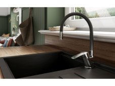 Drezová batéria s čiernym flexi ramenom Metalia 54, chróm