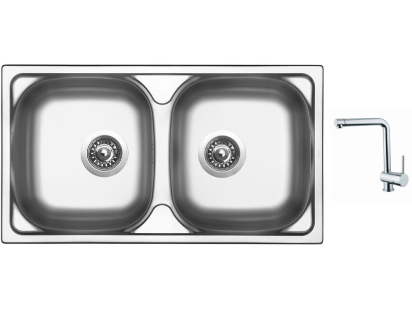 Set Sinks OKIO 780 DUO V leštěný + baterie Sinks MIX 3 chrom