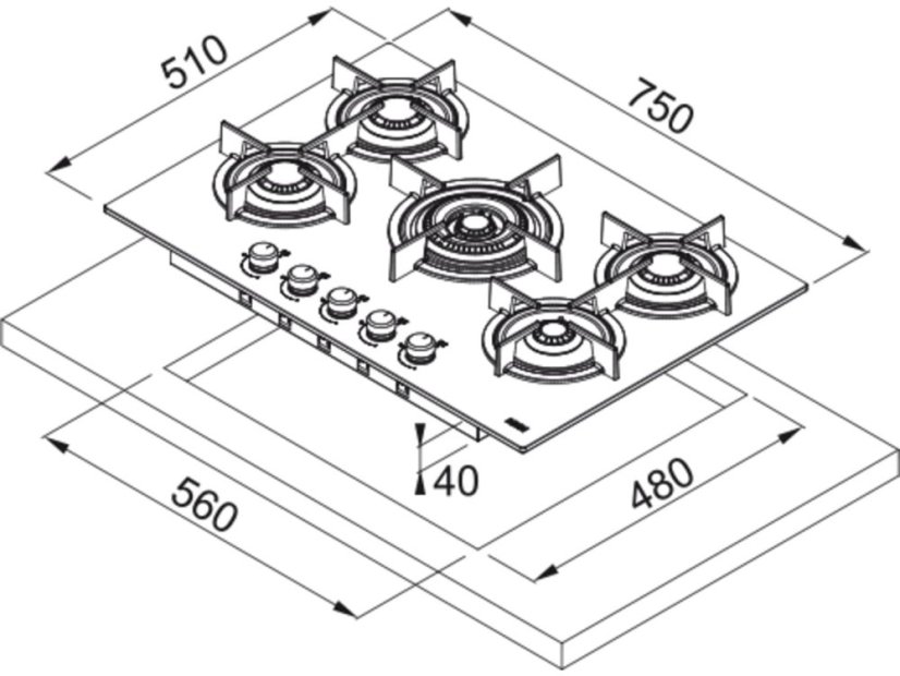 Plynová doska Franke FHCR 755 4G TC HE BK C