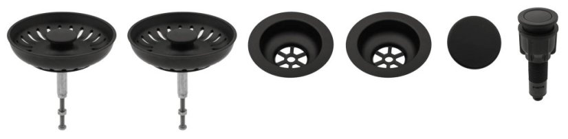 Černé komponenty pro granitový dvoudřez s excentrem