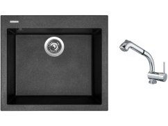 Set Sinks CUBE 560 Metalblack + batéria Sinks MIX 3 S Chróm