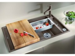 Granitový drez Blanco AXIA III 5 S InFino tartufo drez vpravo s excentrom prísluš. drevo