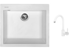 Set Sinks CUBE 560 Milk + baterie Sinks MIX 35 Milk Set Sinks CUBE 560 Milk + baterie Sinks MIX 35 Milk