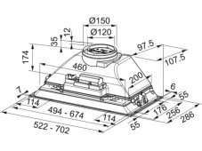 Vestavěná digestoř Franke FBI 705 BK nákres