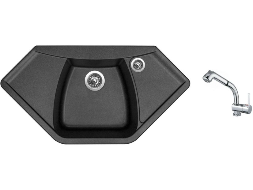 Set Sinks NAIKY 980 Metalblack + baterie Sinks MIX 3 S Chrom