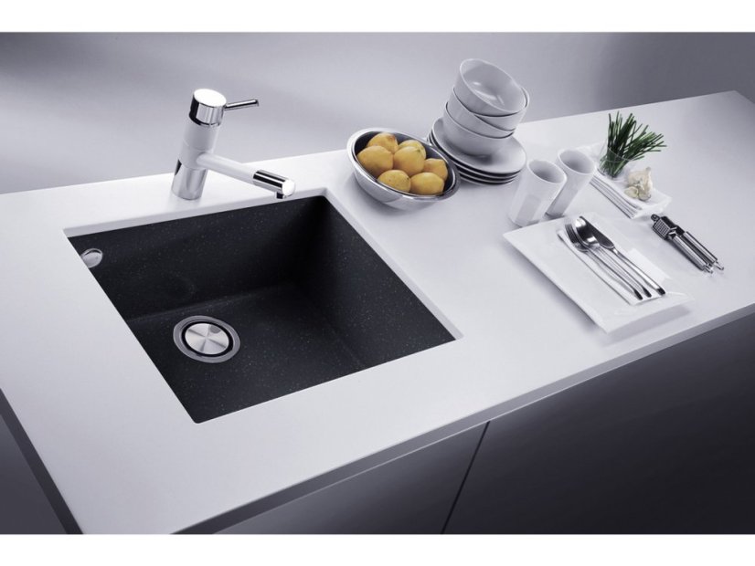 Set Sinks Cube 560 Metalblack + Elasta nerez/černá