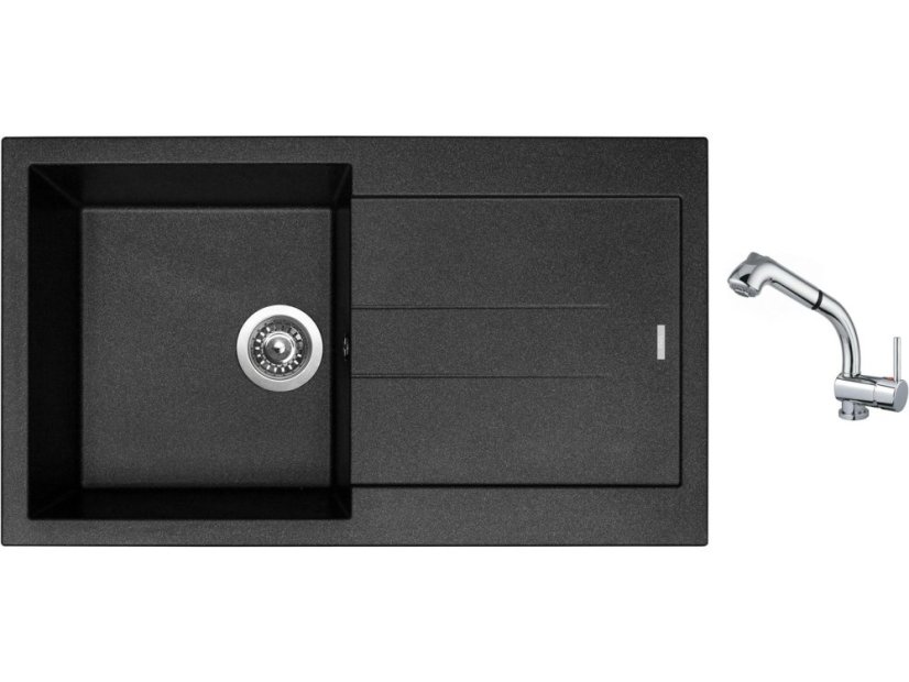 Set Sinks AMANDA 860 Metalblack + baterie Sinks MIX 3 S Chrom