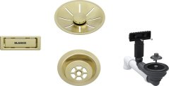 Odtoková sada 3 1" InFino pre jednu vaničku, prepad C-overflow, satin gold