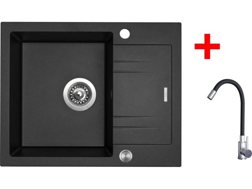 Sinks LINEA 600 XC Metalblack + Elasta nerez/čierná