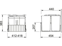 Výsuvný odpadkový kôš Franke 300-45 2x10 + 22