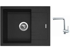 Set Sinks LINEA 600 N Granblack + batéria Sinks MIX 3 chróm