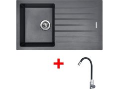 Set Sinks Perfecto 860 Titanium + Elasta nerez/čierná