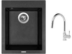 Set Sinks CUBE 410 Granblack + baterie Sinks MIX 35 P chrom Set Sinks CUBE 410 Granblack + baterie Sinks MIX 35 P chrom