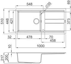 Granitový dřez Elleci Best 480 nákres