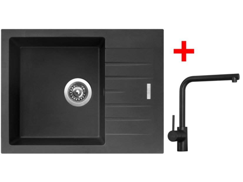 Sinks PERFECTO 650 Pureblack + Elka čierná matná