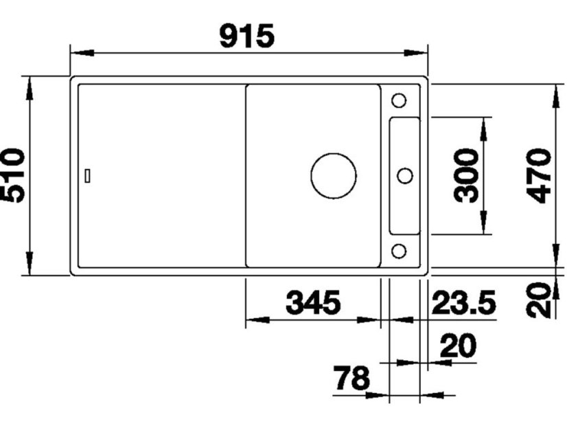 Granitový drez Blanco AXIA III 5 S InFino biela drez vpravo s excentrom prísluš. sklo