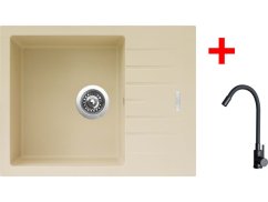 Sinks PERFECTO 650 Sahara + ELASTA čierná matná