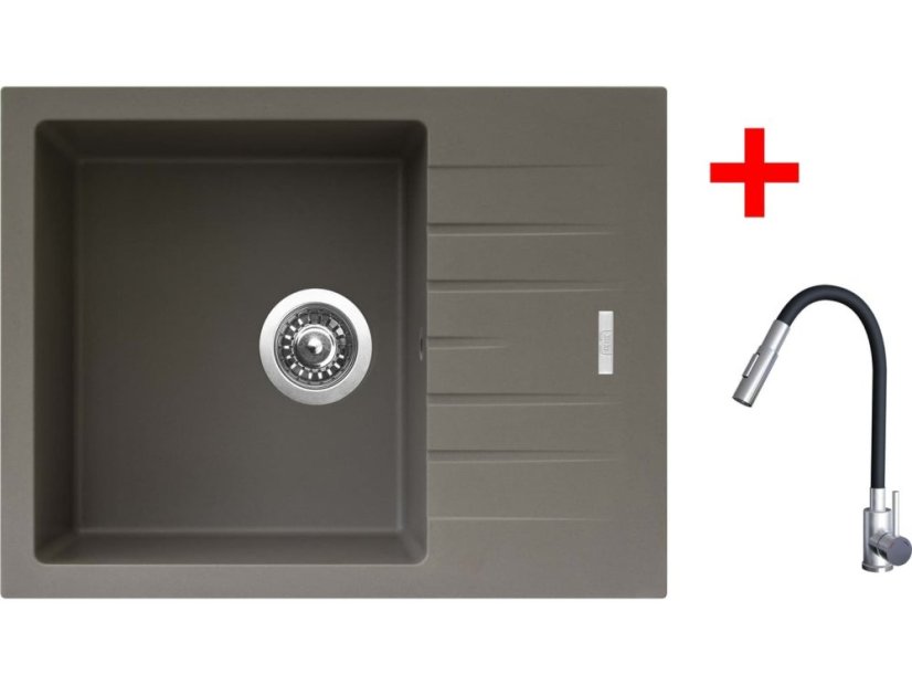 Sinks PERFECTO 650 Truffle + ELASTA S nerez/čierná