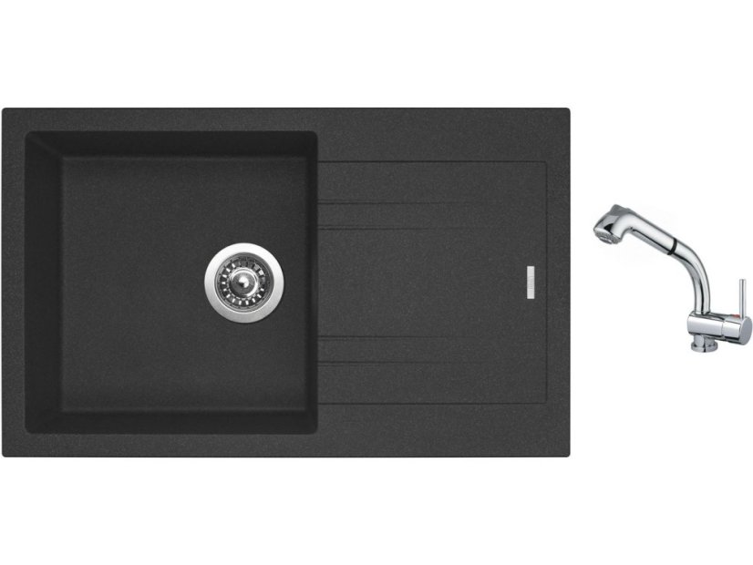 Set Sinks LINEA 780 N Granblack + batéria Sinks MIX 3 S Chróm