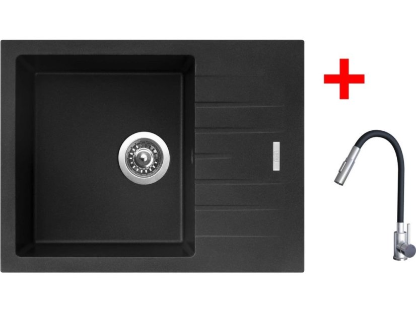 Sinks PERFECTO 650 Metalblack + ELASTA S nerez/černá