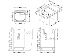 Nerezový dřez Alveus BASIC 130 nákres