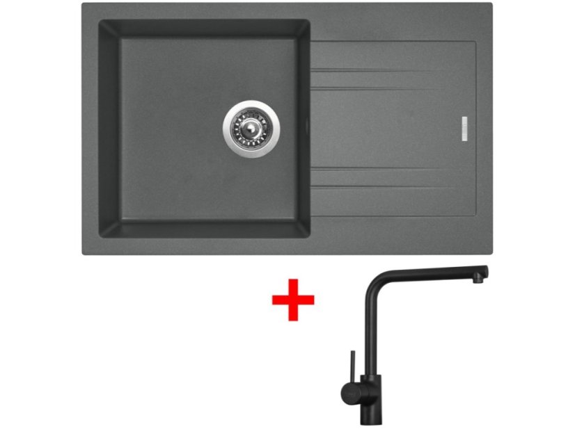 Set Sinks Linea 780 Titanium + Elka černá matná