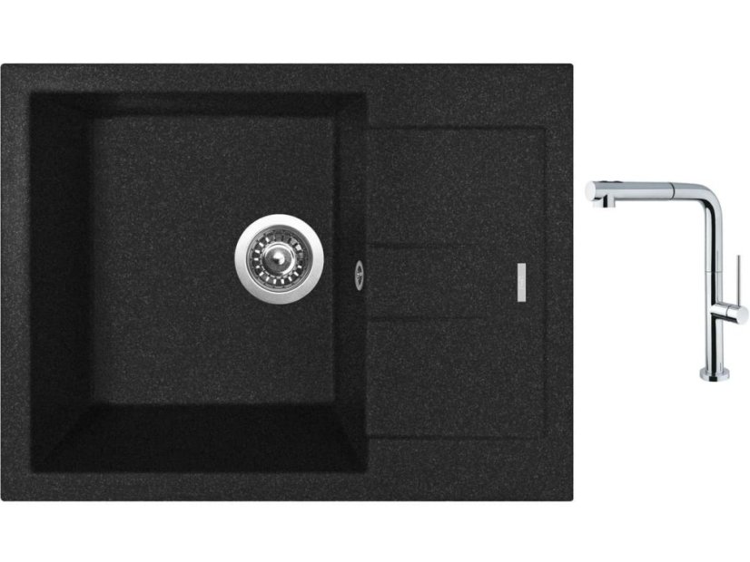 Set Sinks AMANDA 650 Granblack + baterie Sinks SLIM S2 kartáčovaná