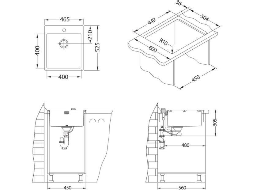 Nerezový drez Alveus PURE 20 UP KMB