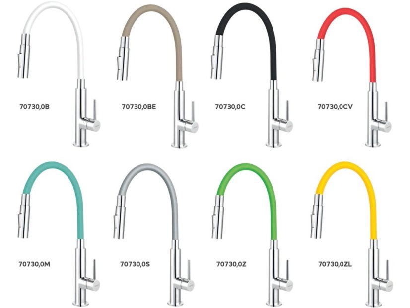 Drezová stojanková batéria so zeleným ramenom a sprškou