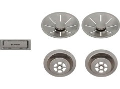 Odtoková sada InFino s přepadem C-overflow, satin dark platinum pro dva dřezy