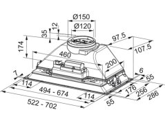 Vestavěná digestoř Franke FBI 705 BK nákres
