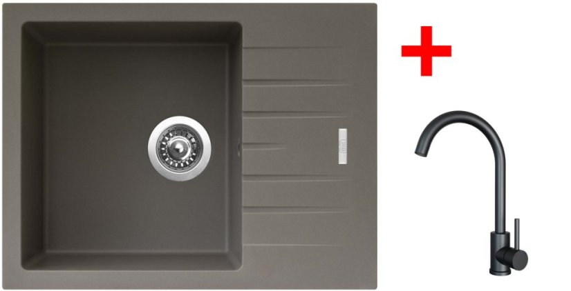 Sinks PERFECTO 650 Truffle + ARCO čierná matná