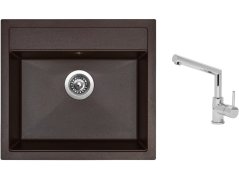 Set Sinks SOLO 560 Marone + batéria Sinks MIX 350 P chróm