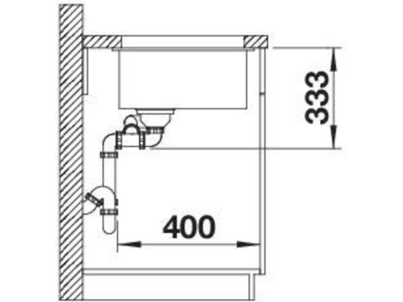 Granitový drez Blanco Rotan 340/160 U čierna, bez tiahla, drez vľavo