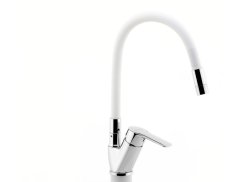 Drezová batéria s bielym flexi ramenom Metalia 54, chróm